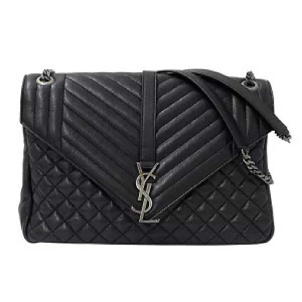 Saint Laurent Bag Shoulder Envelope Leather Black Chain